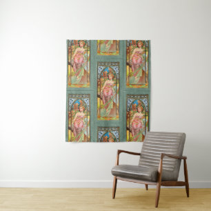 Morning Awakening by Alphonse Mucha Tapestry