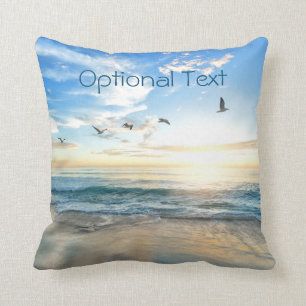 Morning Beach Seagulls Throw Pillow