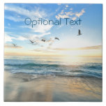 Morning Beach Seagulls Tile<br><div class="desc">Seagulls flight across a coastal morning. Few things are more uplifting!
Customize to your liking,  including deleting all text.</div>