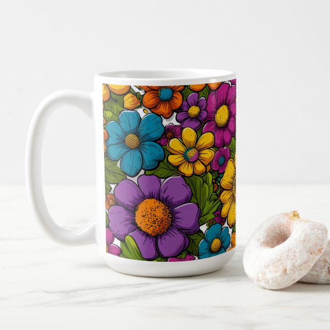 Morning Blooms tasse de café 15oz (Avec donut)