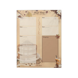 Morning Brew 7 Day Blank Meal Planner Tear-Away Notepad