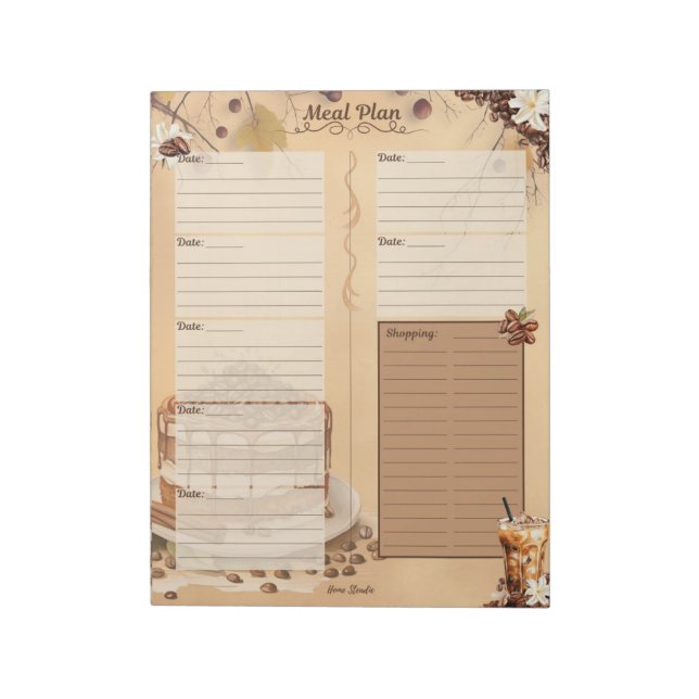 Morning Brew 7 Day Meal Planner Tear-Away Notepad (Rotated)