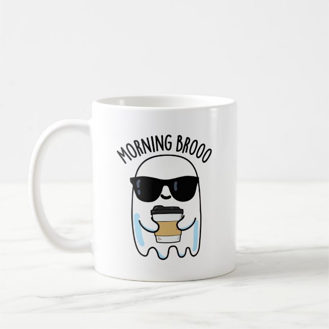 Morning Broo Funny Ghost Coffee Pun  Mug (Left)