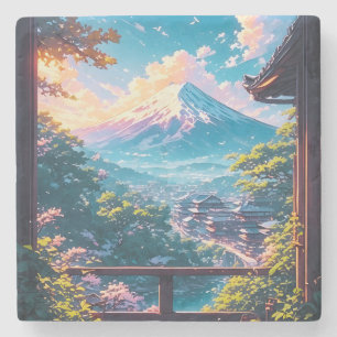 Morning Calm over Fuji Stone Coaster