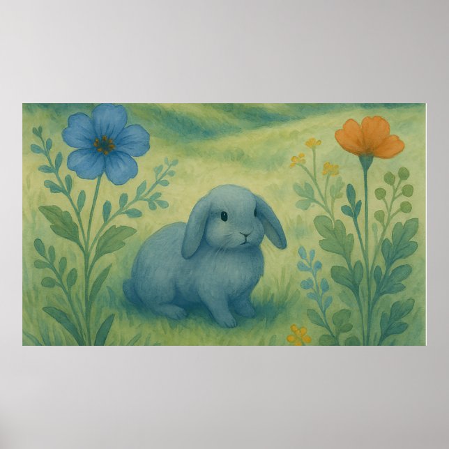Morning Calm – Watercolor Meadow with Bagolo Poster (Front)