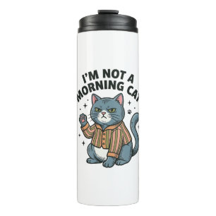 Morning Cat Vintage Engraving Funny Cat T-Shirt De Thermal Tumbler