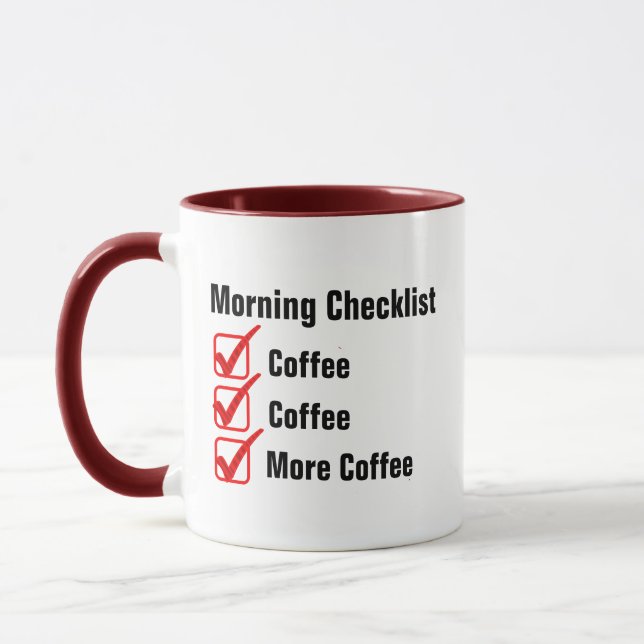 Morning Checklist Coffee Funny Novelty Gift Mug (Left)