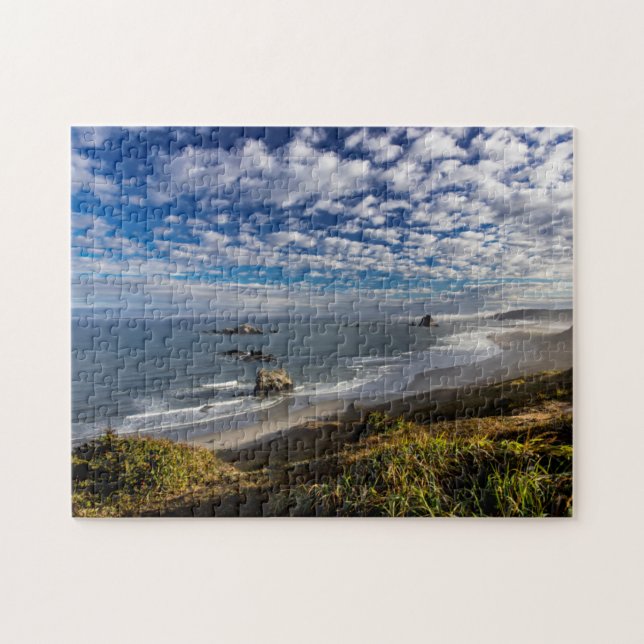 Morning clouds and fog at the beach jigsaw puzzle (Horizontal)