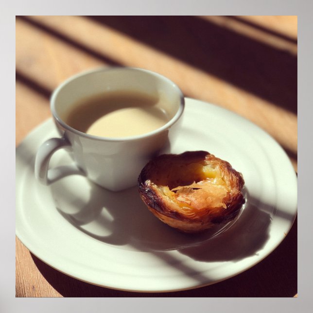 Morning coffee and Portuguese tart Poster (Front)