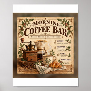 Morning Coffee Bar – Vintage Coffee Station Wall A Poster