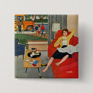 Morning Coffee Break 2 Inch Square Button