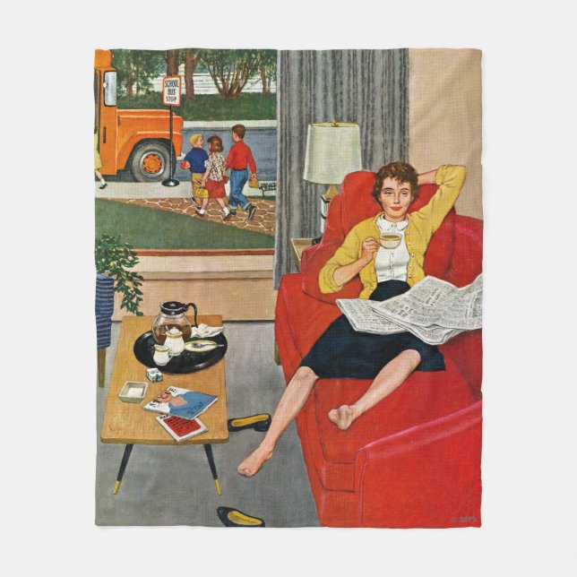 Morning Coffee Break Fleece Blanket (Front)