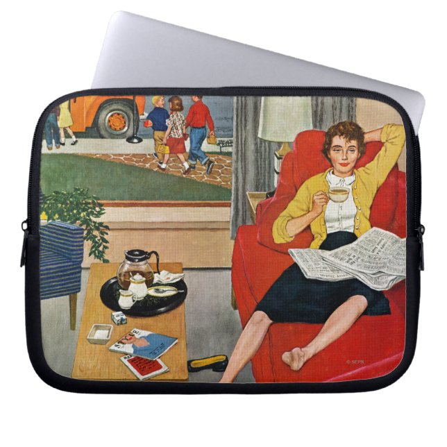 Morning Coffee Break Laptop Sleeve (Front)