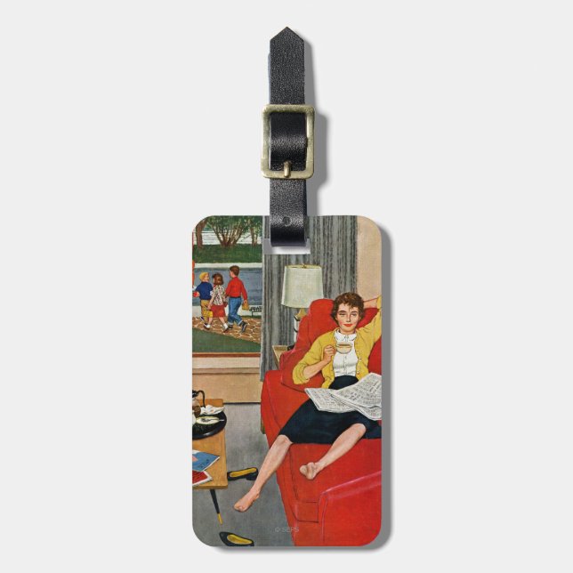 Morning Coffee Break Luggage Tag (Front Vertical)