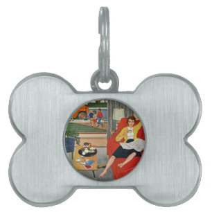 Morning Coffee Break Pet Name Tag