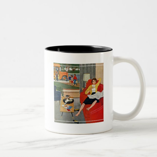 Morning Coffee Break Two-Tone Coffee Mug (Right)
