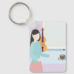 Morning Coffee by the Window Keychain
