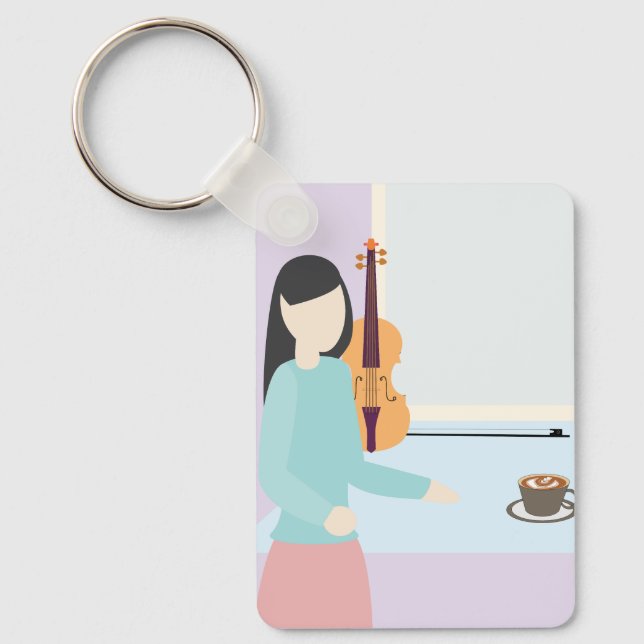 Morning Coffee by the Window Keychain (Front)