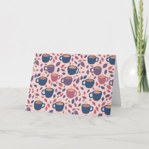 Morning Coffee Cute Colourful Pink Pattern CUSTOM Card
