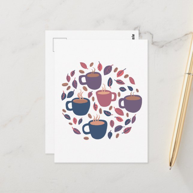 Morning Coffee Cute Pastel Colourful Custom  Postcard (Front/Back In Situ)