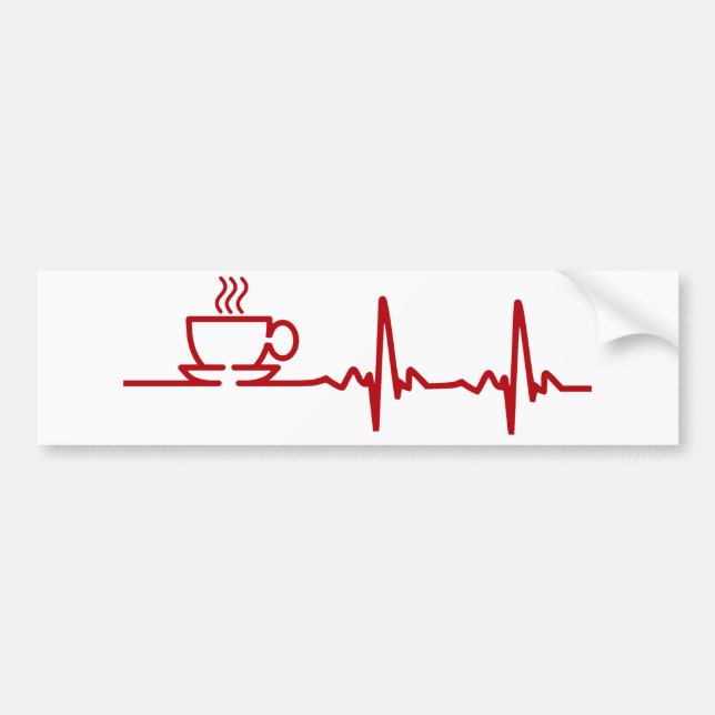 Morning Coffee Heartbeat EKG Bumper Sticker (Front)
