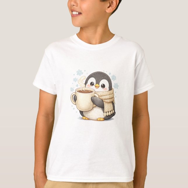 Morning Coffee Penguin T-Shirt (Front)