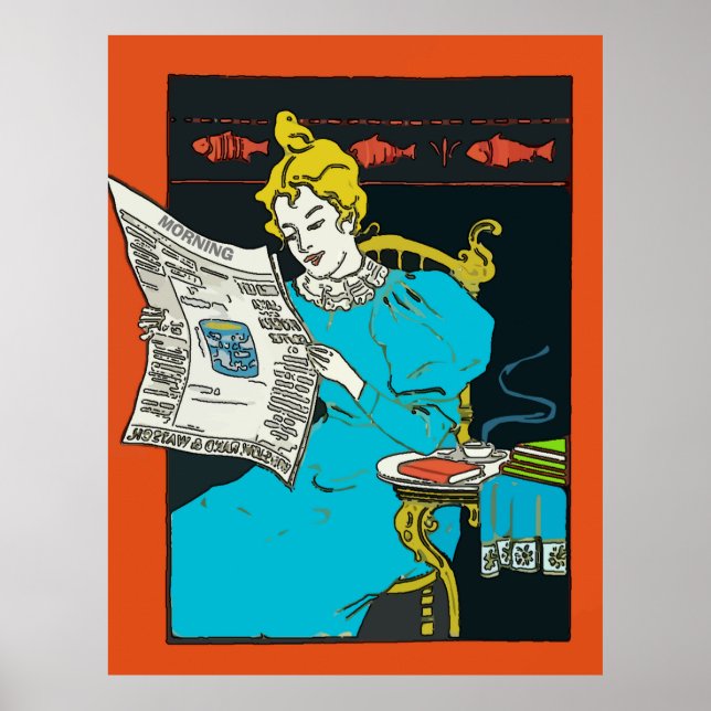 Morning Coffee Vintage Lady Posters (Front)