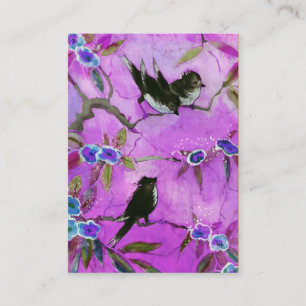 Morning Colours: Bird Painting in Lilac and Purple Business Card