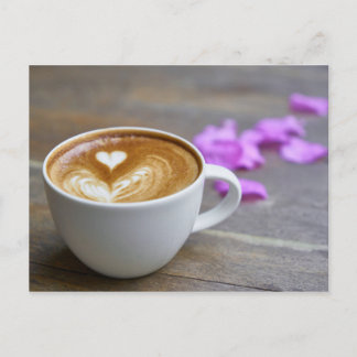 Morning Cup Latte with Heart-Shaped Foam Postcard