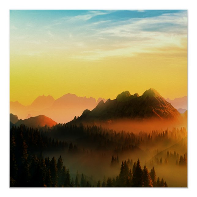  MORNING DEW FOREST MOUNTAINS  POSTER (Front)