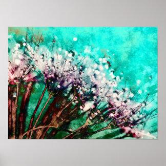 Morning Dew On Dandelions Poster