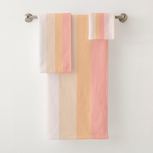Morning Dew pink and yellow stripes Bath Towel Set (Insitu)