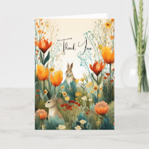 Morning Flower Meadow Folded Thank You Card
