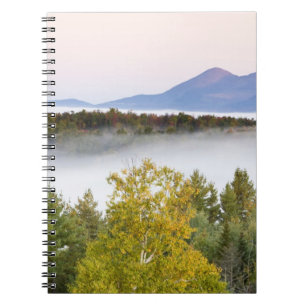 Morning fog and the Percy Peaks as seen from the Notebook