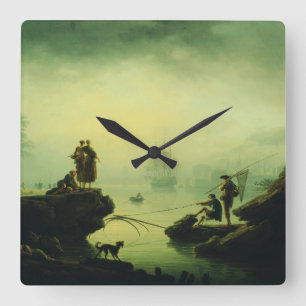Morning Fog at sea by Joseph Vernet  Square Wall Clock