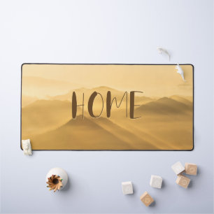 Morning fog gold layers sunrise home quote desk mat