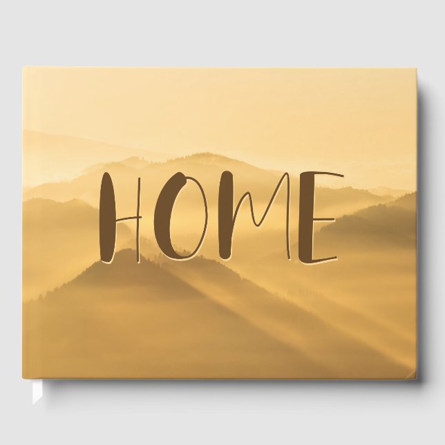 Morning fog gold layers sunrise home quote guest book (Front)