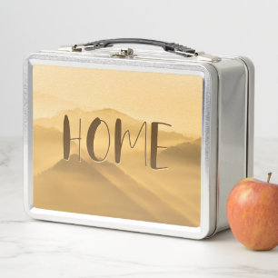 Morning fog gold layers sunrise home quote metal lunch box