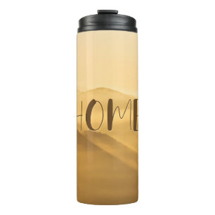 Morning fog gold layers sunrise home quote thermal tumbler