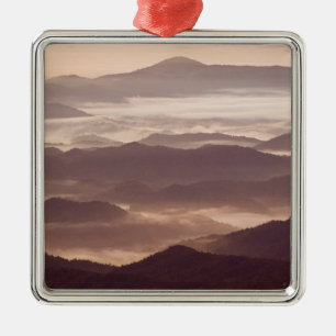 Morning fog in the southern Appalachian Metal Ornament