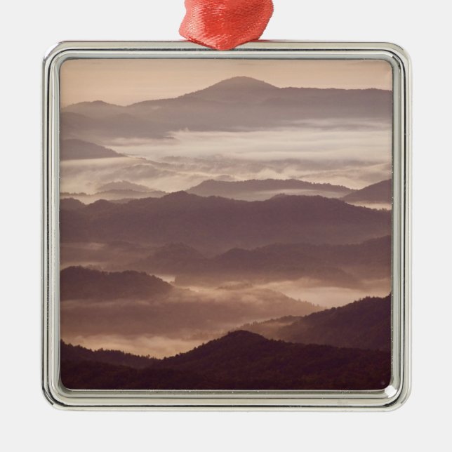 Morning fog in the southern Appalachian Metal Ornament (Front)