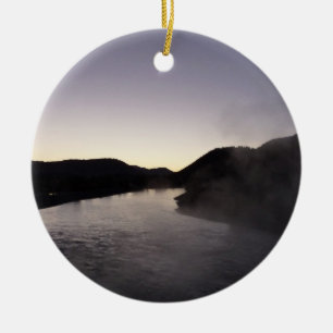 Morning Fog on the Jackson River at Grand Teton Ceramic Ornament