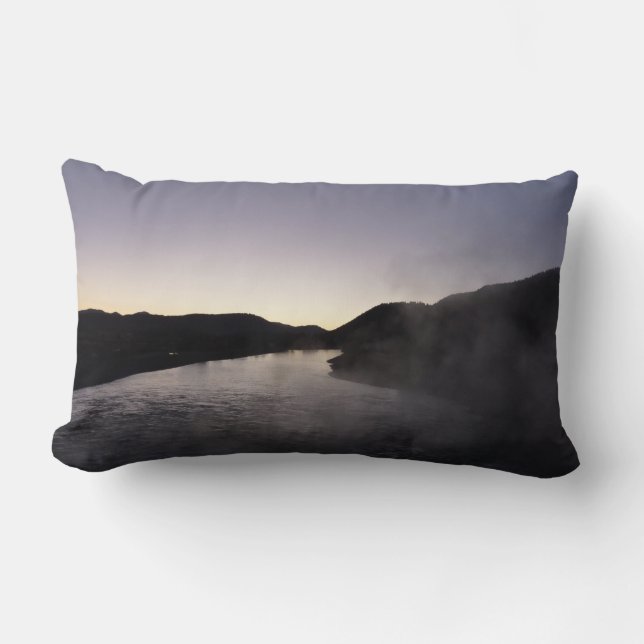 Morning Fog on the Jackson River at Grand Teton Lumbar Pillow (Front)