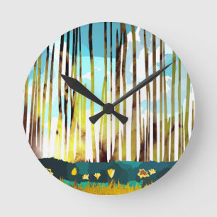 Morning Forest Round Clock