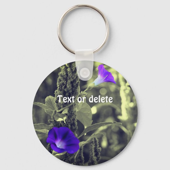 Morning Glories Black And White Personalized Keychain (Front)