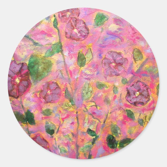 morning glories blue and purple classic round sticker (Front)