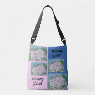 Morning Glories on Chain-link Fence Pink & Blue Crossbody Bag