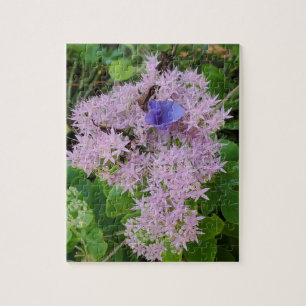 Morning Glory amidst pink flowers Jigsaw Puzzle