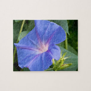 Morning Glory and Bud in Lush Foliage Jigsaw Puzzle