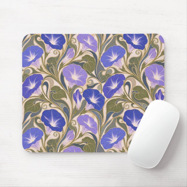 Morning Glory Art Nouveau Mouse Pad (With Mouse)